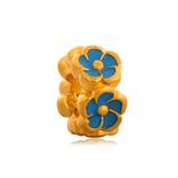 Gold Plated Enamel Flower Beads AA671G-1 VNISTAR Stainless Steel European Beads