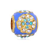 Gold Plated Enamel Flower Beads AA684G-2 VNISTAR Stainless Steel European Beads