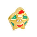 Gold Plated Emoji Star Christmas Beads AA687 VNISTAR Stainless Steel European Beads