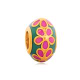 Gold Plated Enamel Flower Beads AA693G-1 VNISTAR Gold Plated Beads