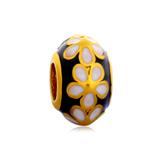 Gold Plated Enamel Flower Beads AA693G-2 VNISTAR Gold Plated Beads