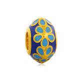 Gold Plated Enamel Flower Beads AA693G-3 VNISTAR Stainless Steel European Beads