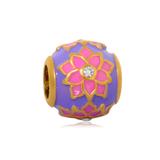 Gold Plated Enamel Flower Beads AA694G-1 VNISTAR Gold Plated Beads
