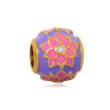 Gold Plated Enamel Flower Beads AA694G-1 VNISTAR Stainless Steel European Beads