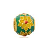 Gold Plated Enamel Flower Beads AA694G-2 VNISTAR Stainless Steel European Beads