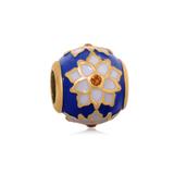 Gold Plated Enamel Flower Beads AA694G-3 VNISTAR Stainless Steel European Beads