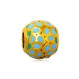 Gold Plated Enamel Flower Beads AA695G-2 VNISTAR Stainless Steel European Beads