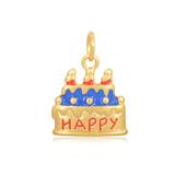 Gold Plated Happy Birthday Charms AAT488G VNISTAR Link Charms