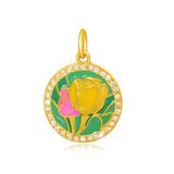 Gold Plated Enamel Flower Charms AAT563G VNISTAR Link Charms