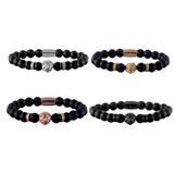 Stainless Steel Lion Beaded Bracelet B031 VNISTAR Steel Men's Bracelets