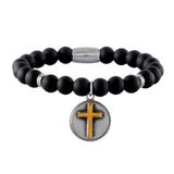 Stainless Steel Bracelets-8mm Agate Stone B034 VNISTAR Steel Men's Bracelets