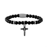 Stainless Steel Cross Beaded Bracelet B039 VNISTAR Steel Beaded Bracelets