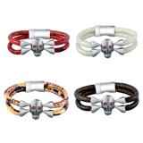 Stainless Steel Skull Leather Bracelet B053 VNISTAR Bracelets