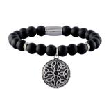 Stainless Steel Bracelets-8mm Agate Stone B064 VNISTAR Steel Men's Bracelets