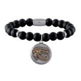 Stainless Steel Bracelets-8mm Agate Stone B067 VNISTAR Steel Beaded Bracelets