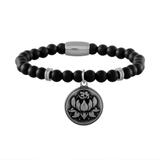 Stainless Steel Bracelets-6mm Agate Stone B071 VNISTAR Steel Men's Bracelets