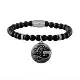 Stainless Steel Bracelets-6mm Agate Stone B072 VNISTAR Steel Men's Bracelets