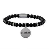 Stainless Steel Bracelets-6mm Agate Stone B082 VNISTAR Steel Men's Bracelets