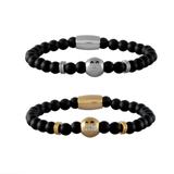 Stainless Steel Bracelets-6mm Agate Stone B090 VNISTAR Steel Beaded Bracelets