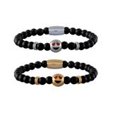 Stainless Steel Bracelets-6mm Agate Stone B093 VNISTAR Steel Beaded Bracelets