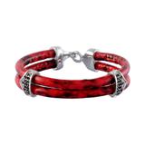 Stainless Steel 5mm Leather Bracelet B114-1 VNISTAR Steel Men's Bracelets