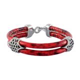 Stainless Steel 6mm Leather Bracelet B116-1 VNISTAR Steel Men's Bracelets