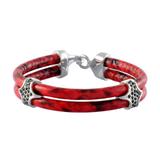 Stainless Steel 6mm Leather Bracelet B117-1 VNISTAR Steel Men's Bracelets