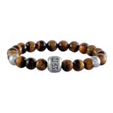 Stainless Steel 8mm Tiger Eye Stone Bracelet B125 VNISTAR Steel Men's Bracelets