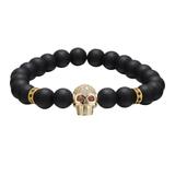 Skull Copper Cubic Zirconia Beads Bracelet CB012 VNISTAR Men's Copper Zirconia Bracelets