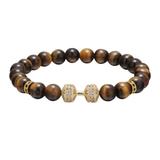 Dumbbell Copper Cubic Zirconia Beads Bracelet CB015 VNISTAR Men's Copper Zirconia Bracelets