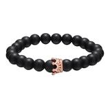 Crown Copper Cubic Zirconia Beads Bracelet CB019 VNISTAR Men's Copper Zirconia Bracelets