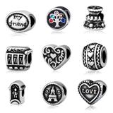 50pcs/lot Stainless Steel European Beads 200+ Mix Designs MC001 VNISTAR MIX Designs