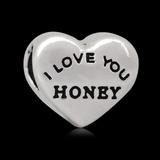 Alloy Heart "I love you HONEY"European Beads PBD142 VNISTAR Alloy Plain Beads