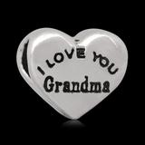 Alloy Heart "I love you Grandma"European Beads PBD143 VNISTAR Alloy Plain Beads