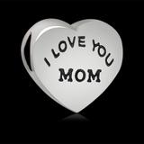 Alloy Heart "I love you Mom"European Beads PBD150 VNISTAR Alloy Plain Beads