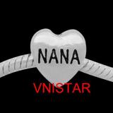 Alloy heart "Nana" European beads PBD163 VNISTAR Alloy Plain Beads