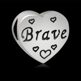 Alloy Heart "Brave" European Beads PBD168 VNISTAR Alloy European Beads