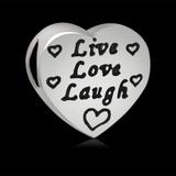 Alloy Heart "Live Love Laugh" European Beads PBD171 VNISTAR Alloy European Beads