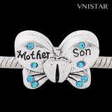 Vnistar Mother Son butterfly beads PBD1729 PBD1729 VNISTAR Alloy Crystal Stone Beads