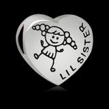 Alloy Heart "Lil Sister" European Beads PBD183 VNISTAR Alloy European Beads
