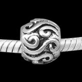 Alloy column shaped beads  with swirls raised European Beads PBD3488 VNISTAR Metal Charms