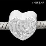 Vnistar silver plated heart beads PBD545 PBD545 VNISTAR Metal Charms