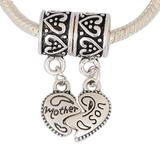 Vnistar mother son heart dangle charms 2pcs PBD737 PBD737 VNISTAR Alloy European Beads