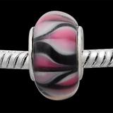 Vnistar black and pink european glass beads PGB392 PGB392 VNISTAR Metal Charms