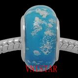 Vnistar aqua blue copper core gold glass beads PGB584-9 PGB584-9 VNISTAR Alloy European Beads