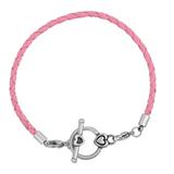 3.0mm Pink Leather Steel Bracelet PSB042B VNISTAR Stainless Steel Bracelets