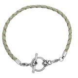 3.0mm Light Green Leather Steel Bracelet PSB046B VNISTAR Bracelets