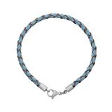 3.0mm Light Blue Leather Steel Bracelet PSB047 VNISTAR Bracelets