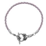 3.0mm Light Purple Leather Steel Bracelet PSB048C VNISTAR European Beads Accessories