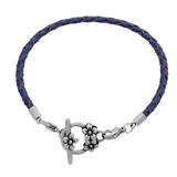 3.0mm Dark Blue Leather Steel Bracelet PSB049C VNISTAR Bracelets